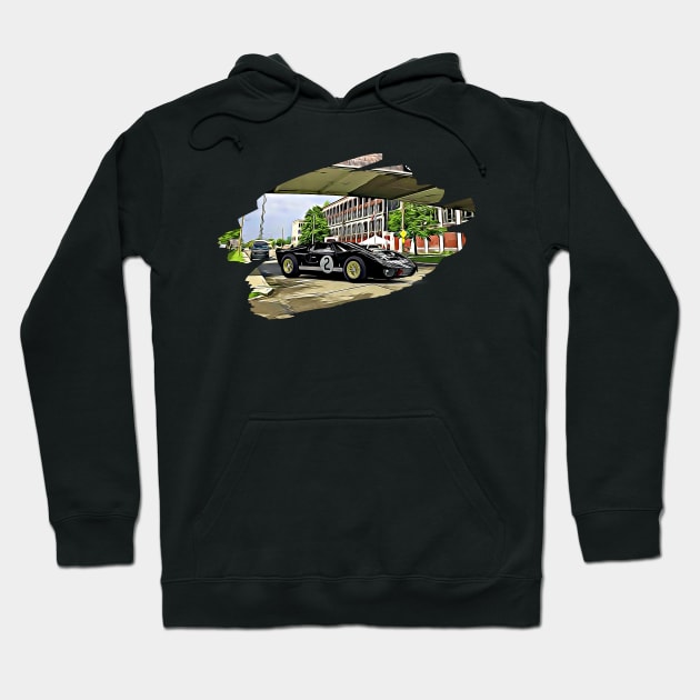 GT40 MK2 Detroit Print Hoodie by Auto-Prints